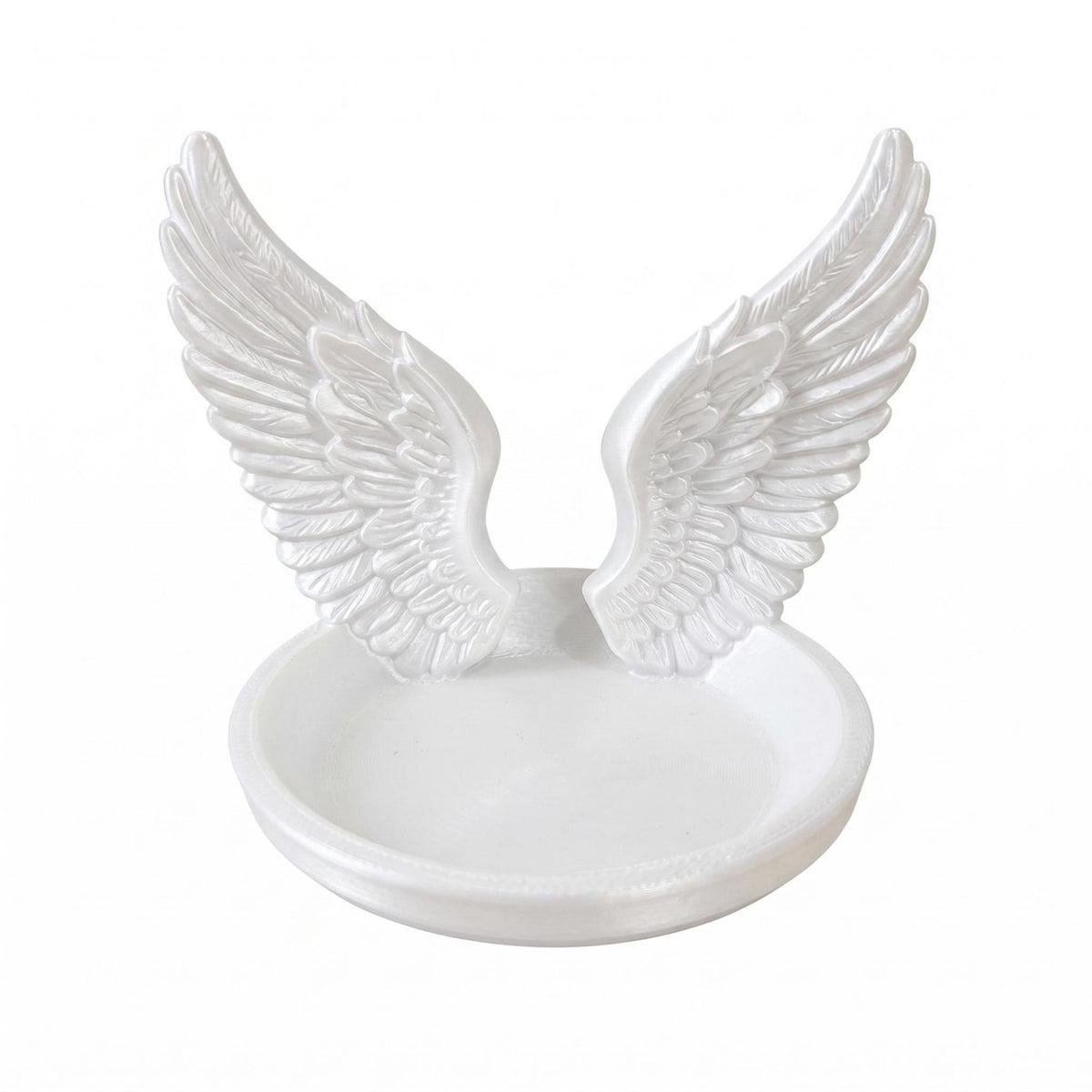 Glossy Angel Wing Jewelry Tray Polished Molded Angel Wing Jewelry Dish Solid Look Winged Band Holder Multipurpose
