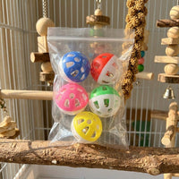 Bell Ball Toy for Parakeet Cockatiel, Large, Multi-Colored Bell Ball, Pack of 5 (Random Colors), Parrot Bell Toy for Interactive Beak Exercise