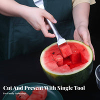 2-in-1 Watermelon Tool Fork Cuts Uniform Cubes Watermelon Fork Tool Multifunctional 2-in-1 Fruit Tool for Parties, Picnics, Summer Gatherings