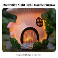 Resin Mushroom House Light Battery Operated Whimsical Decor for Shelf
