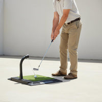 Green Turf Golf Practice Mat Rubber Base Golf Hitting Mat Raised Frame Sports Equipment Drainage Grooves