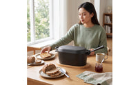 Rectangular Dutch Oven Uncoated Cast Iron Loaf Pan with Lid Pre-Seasoned Baker for Bread Cooking