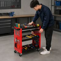 Sturdy Duty Tool Cart, 70x36x67cm Mobile Tool Storage with Locking System, 3 Drawer Tool Chest for Automotive Repair, Matte Black Steel