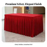 Thickened Material Conference Table Cover Long-Lasting Fitted Velvet Tablecloth Long-Lasting Pleated Table Skirt Soft Feel for Hotel Personnel, Away Ice Managers, Party Hosts