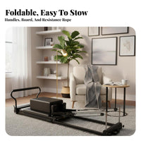 Foldable Pilates Reformer Full-Body Workout Pilates Core Bed Adjustable Resistance Aluminum Reformer Machine for Adults, Beginners, Strength Training