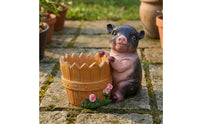 Hand-Painted Pig Ornament Sculpted Pig Statue Small Resin Figurine Decorative for Courtyard, Park, Window Display