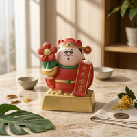 God of Prosperity Statue with Scroll Chinese God Figurine with Gold Base Feng Shui Desktop Ornament for Collectors, Reception Desk