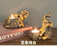 Vintage Thai Creative Elephant Candle Holder Resin Craft Wedding Home Decoration