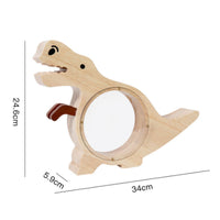 Wooden Dinosaur Piggy Bank Round Front Window Dinosaur Piggy Bank Cute for Desktop Display