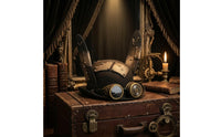 Built-in Goggles Steampunk Top Hat Bronze-Gold Accents Eyepiece Hat Headpiece Rivet-Studded Headwear Cosplay for Adults, Costume Party