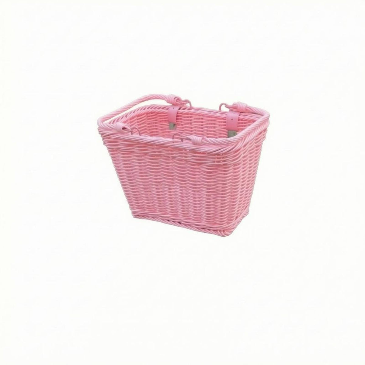 High-Sided Child Bike Basket Uncovered Top Kids Bike Basket Structured Rim Vehicle Accessory Brown Straps