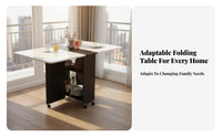 Foldable Design Wheeled Droppanel Table Space-Saving Household Furniture Mobile with Wheels Extendable Tabletop for Apartment Dwellers, Small Families, Students, Dining Room, Kitchen