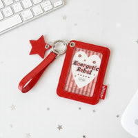 Glittery Card Holder with Wrist Strap Portable Photo Card Holder with Charm Soft Comfortable for Commuting