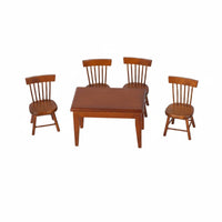 Dollhouse Table Chair Set Detailed Craftsmanship Miniature Chair Set Wood Grain Look Tiny House Items