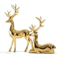 Deer Figurine Mirrored Deer Figurine Glossy Figurines for TV Cabinet