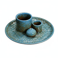 Textured Finish Ceramic Palo Holy Wood Holder Set Elegant Home Decor Sage and Candle Burner Tray Multi-Function Incense Plate for Altar