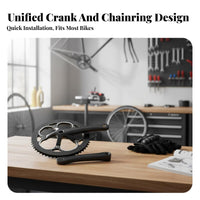 52T Single Chainring Crankset Lightweight Folding Bike Crankset Cycle Chainwheel with Double Guard Easy Installation