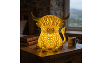 Adorable Highland Cow Lamp Sculptural Highland Cow Night Light Ambient 3D Animal Lamp Mood for Teens, Bedroom, Nursery