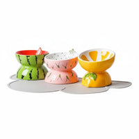Whisker Fatigue Friendly Tilted Cat Food Bowl Easy to Clean Elevated Cat Bowl Non-Slip Raised Ceramic Pet Dish Dishwasher Safe for Cats, Kittens, Small Dogs