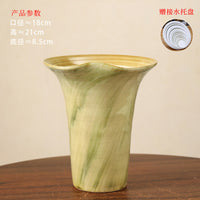 复古禅意陶瓷花盆高档简约荷叶边家用室内装饰摆件蝴蝶兰专用盆栽