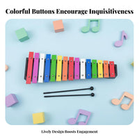 Clear, Rich Sound 15-Note Colorful Metallophone Well-Tuned Cased Xylophone Set Child-Safe Mallets Glockenspiel Color-Coded Notes for Preschoolers, Music Beginners, cateand proceedryroom, Kindergarten, Daycare Centers, Playroom