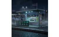 1/64 Bus Stop Model Gray Roof Japanese Bus Stop Model Miniature Scene Prop Route Board Realistic