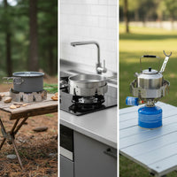 Stainless Steel Cooktop Collar with Handle Sturdy Flame Collar Brushed Metal Stovetop Stand Non-Slip for Camping