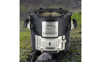 Briquette Burner Cast Iron Cover Stainless Steel with Side Handles Vented Portable Burner with Fire Material Door