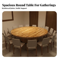 Heavy Duty Large Round Dining Table Easy to Clean Solid Wood Tabletop Water Resistant Carbonized Fir Wood Table for Restaurant Owners, Event Planners, Restaurants, Banquet Halls, Canteens, Kitchen