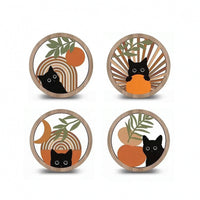 4 Pieces Decorative Round Wooden Sign Classic Printed Wood Plaque Aesthetic Wooden Wall Hanging Vintage for Entryway
