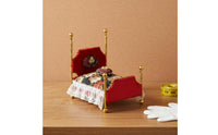 3 Pieces European Design 1:12 Scale Bed Set Ornate Gold Trim Mini Princess Bed Floral Textile Mini Sofa Set Realistic Details for Collectors, Model Room