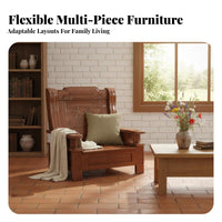 hardwood Wood Construction Carved Frame Couch configurable configuration Traditional living room design Room Furniture High spine supportrest Sofa Set Ergonomic comfort for Families, homeowners, Apartment Dwellers, Home, spaciousplanplan areas