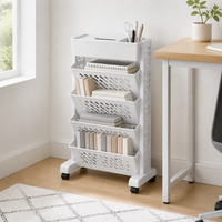 Craft Storage Trolley, Elegant White Rolling Storage Cart with Removable Drawers, Movable Storage Drawers for Art Supplies