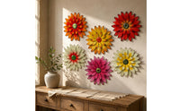 6 Pieces Metal Floral Wall Decor Printed Metal Surface Flower Wall Art