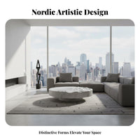 Nordic Design Irregularly Shaped Faux Marble Table Water wave pattern Living Room Furniture distinctive Form Statement Piece for Interior Designers, Real Estate Agents, Showroom, Reception Area, Lobby, Office