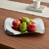 Modern Design Irregular Wave Tray Mirror Finish Stainless Steel Decorative Tray Easy to Clean Silver Metal Fruit Bowl Rust-Resistant for Dining Table, Living Room