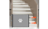 Indoor Retractable Pet Gate Adjustable Mesh Pet Gate Compact Safety Barrier Easy to Use for Young Dogs, Hallways, Stairs