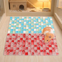 Large Bunny Mat and Glass Mat, Hamster Cooling Pad for Small Rodents, Fast Thermal-Mass Heat Dissipation with Crackle Pattern, 30x15cm