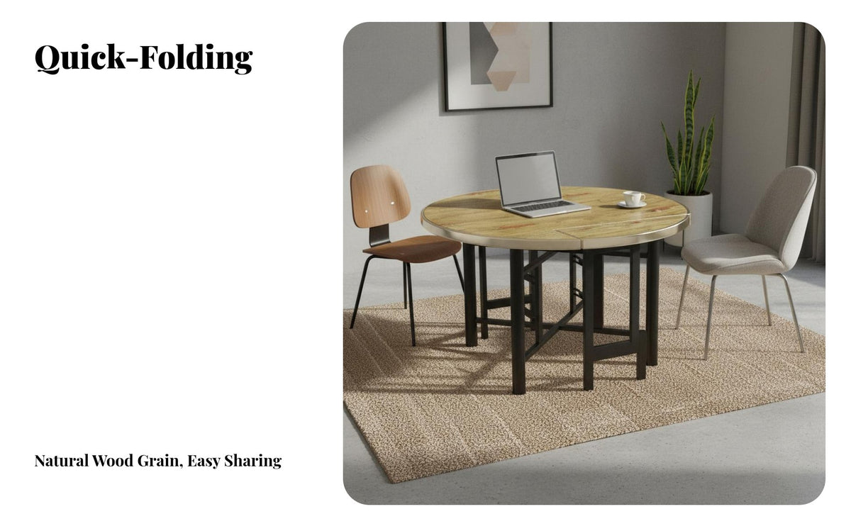 Space-Saving Round Folding Dining Table Easy Storage Foldable Round Table Sturdy Construction Household Furniture Folds in Seconds for Restaurant Owners, Event Planners, Parties, Party, Living Room, Outdoor