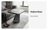 Light Luxury Aesthetic Geometric Base Side Table Italian design Geometric Pedestal Table Stone-Look Top Living Room Furniture multi-functional Use for Interior Designers, Apartment Dwellers, Homeowners, Balcony, Small Spaces, Bedroom, Entryway