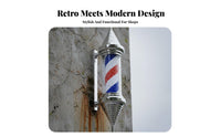 Illuminated Hair Pole Waterproof Rotating Hair Shop Lamp Wall Mounted Striped Pole High Brightness Business Signage