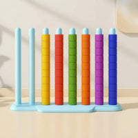 Hand-Eye Coordination Color Sorting Stacking Game Tabletop Stacking Game with Rings Brain Teaser Sorting Toy with Cards Reasoning for Playroom, Classroom, Homeschool