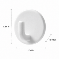 White Wall Hooks, Removable Sticky Utility Hooks, 6 Pack Towel Hook for Kitchens & Bathrooms, No Tools for Renters