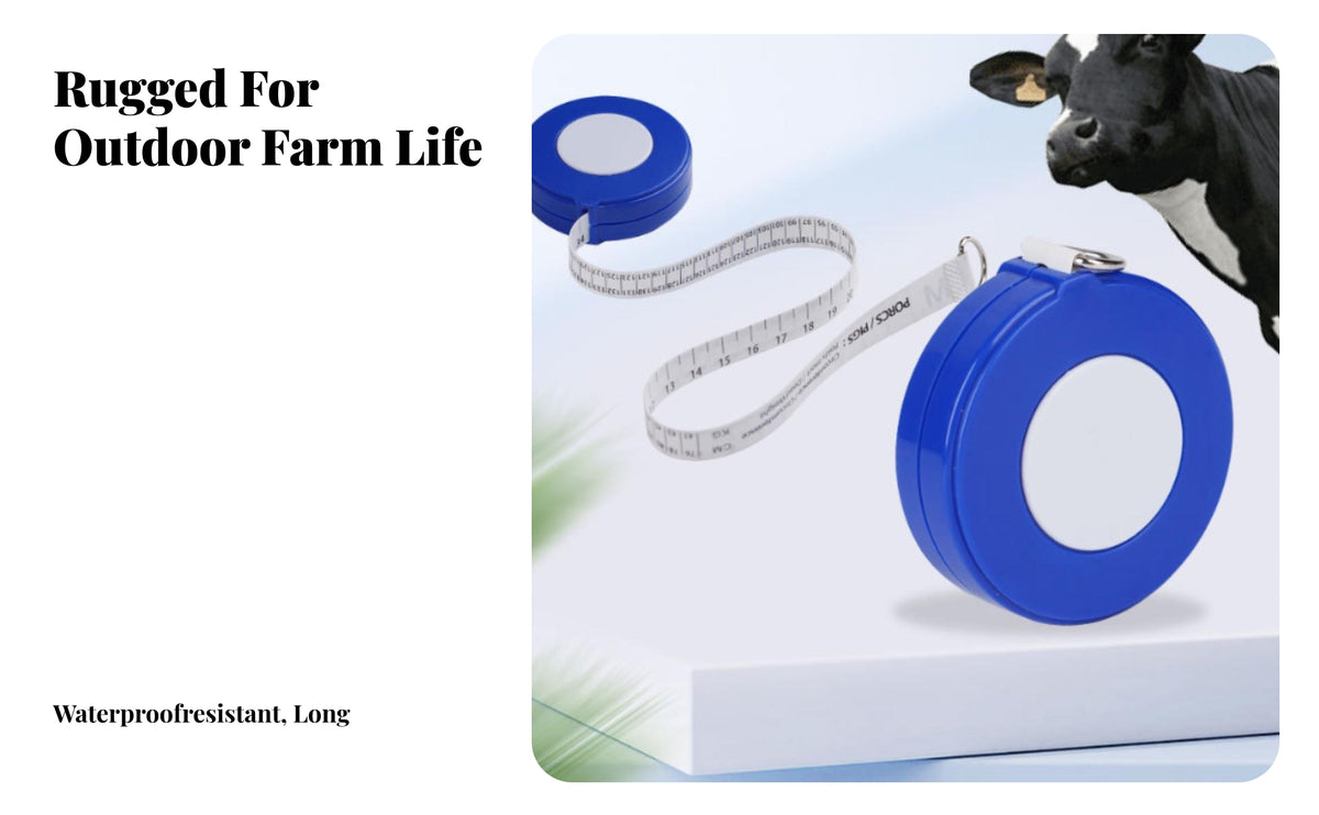 Retractable Animal Weight Measurement | Compact Round Case, Cattle Weight Tape Measure, for Farms