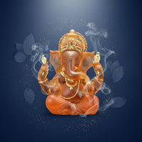 Retro Design Resin Elephant God Figurine Gold Accents Ganesha Statue Artisanal Look Indian God Sculpture for Meditation Room, Mindfulness Studio, Office Desk, Car Dashboard