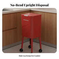 Press-Open Lid Tall Trash Bin Swivel Casters Rectangular Trash Bin Glossy Finish for Kitchen, Home