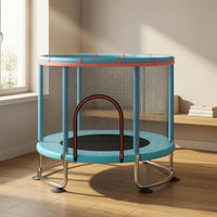 Handrail Kids Indoor Trampoline 360° Enclosure Jumping Frame for Children, Indoors