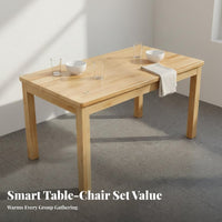 Wooden Restaurant Table Solid Wood Dining Firm Table Structure Dining Set for 4 for Homeowners, Families, Food Stall, Cafeteria, Living Room