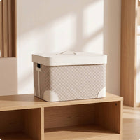 Storage Basket with Lid Functional Woven Basket Stylish Organizer for Closet, Bedroom