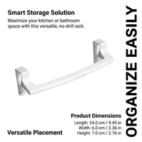Sink Cabinet Kitchen Towel Rail, Over Door Dish Cloth Holder, No-Drill Single Bar for Dorm Room Students, Versatile Wall Mounted Tea